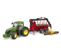 BRUDER traktors John Deere 7R 350 ar mežsaimniecības piekabi un 4 baļķiem, 03154 | 4080202-2322  | 4001702031541