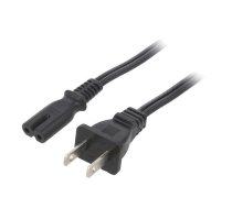 Cable; 2x18AWG; IEC C7 female,NEMA 1-15 (A) plug; PVC; 1m; black | SN36-2/18/1BK