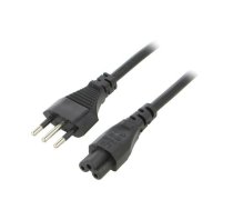 Cable; 3x0.75mm2; CEI 23-50 (L) plug,IEC C5 female; PVC; 1m; 10A | SN321-3/07/1BK | LT-319+535 H05VV-F 3X0.75 BLK 1M