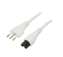 Cable; 3x0.75mm2; CEI 23-50 (L) plug,IEC C5 female; PVC; 1m; 10A | SN321-3/07/1WH | LT-319+535 H05VV-F 3X0.75 WHT 1M