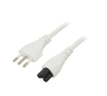 Cable; 3x0.75mm2; CEI 23-50 (L) plug,IEC C5 female; PVC; 3m; 10A | SN321-3/07/3WH | LT-319+535 H05VV-F 3X0.75 WHT 3M