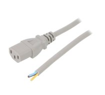 Cable; 3x0.75mm2; IEC C13 female,cables; PVC; 1m; grey; 10A; 250V | SN31-3/07/1GY | LT-501 H05VV-F 0.75/3C GRY 1M END