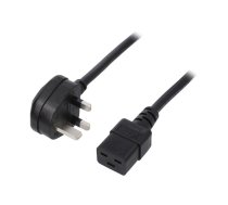 Cable; 3x1.5mm2; BS 1363 (G) plug,IEC C19 female; PVC; 3m; black | SN317-3/15/3.0BK