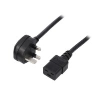 Cable; 3x1.5mm2; BS 1363 (G) plug,IEC C19 female; PVC; 5m; black | SN317-3/15/5.0BK