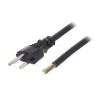 Cable; 3x1mm2; cables,SEV-1011 (J) plug; PVC; 1.8m; black; 10A | SN29-3/10/1.8BK | LT-313 H05VV-F 3X1.0 BLK 1.8M END C