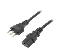 Cable; 3x1mm2; CEI 23-50 (L) plug,IEC C13 female; PVC; 1.8m; 10A | SN319-3/10/1.8BK | LT-319+501 H05VV-F 3X1.0 BLK 1.8M