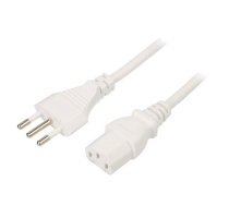 Cable; 3x1mm2; CEI 23-50 (L) plug,IEC C13 female; PVC; 1.8m; 10A | SN319-3/10/1.8WH | LT-319+501 H05VV-F 3X1.0 WHT 1.8M