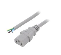 Cable; 3x1mm2; IEC C13 female,cables; PVC; 3m; grey; 10A; 250V | SN31-3/10/3GY | LT-501 H05VV-F 1.0/3C GRY 3M END