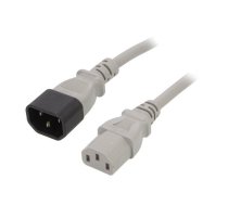 Cable; 3x1mm2; IEC C13 female,IEC C14 male; PVC; 5m; grey; 10A | WN111-3/10/5G | LT-602+501 H05VV-F 1.0/3C GRY 5M