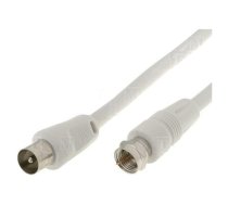 Cable; 5m; F plug,coaxial 9.5mm plug; white | CABLE-F/C-5.0  | 11728