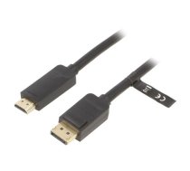 Cable; DisplayPort plug,HDMI plug; Len: 5m; black; 30AWG | HAGBJ  | HAGBJ