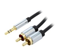 Cable; Jack 3.5mm 3pin plug,RCA plug x2; 10m; black; PVC | BCFBL  | BCFBL