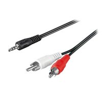Cable; Jack 3.5mm 3pin plug,RCA plug x2; 1m; black; shielded | CABLE-458HQ/1 | 51648