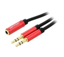 Cable; Jack 3.5mm 3pin plug x2,Jack 3.5mm 4pin socket; 0.3m | BBDRY | BBDRY