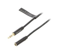 Cable; Jack 3.5mm 3pin socket,Jack 3.5mm 3pin plug; 2m; black | BBZBH | BBZBH