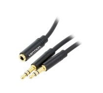 Cable; Jack 3.5mm 3pin socket,Jack 3.5mm 3pin plug x2; 0.6m | BBUBAB | BBUBAB