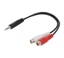 Cable; Jack 3.5mm plug,RCA socket x2; 200mm; black | CA1047  | CA1047