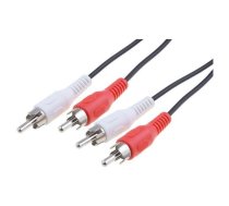 Cable; RCA plug x2,both sides; 2.5m; Plating: nickel plated | CABLE-452/2.5 | 50029