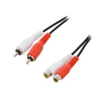Cable; RCA socket x2,RCA plug x2; 5m; black | CA1037 | CA1037