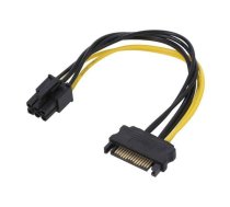 Cable: SATA; PCIe 6pin female,SATA 15pin male; 0.15m; SATA III | QOLTEC-53989  | 53989