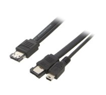 Cable: SATA; SATA plug,USB B mini plug,both sides; 1m; black | CC-ESTP-EST/USB  | CC-ESATAP-ESATA-USB5P-1M