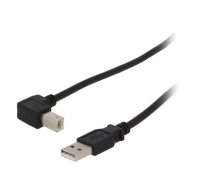 Cable; USB 2.0; USB A plug,USB B angled plug; 0.5m; black; PVC | USB-AB90/0.5BK | 93016