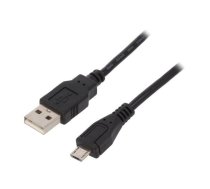 Cable; USB 2.0; USB A plug,USB B micro plug; 0.5m; black | QOLTEC-50498  | 50498