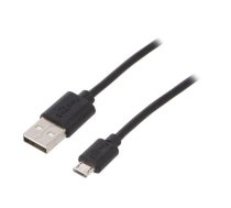 Cable; USB 2.0; USB A plug,USB B micro plug; 0.5m; black | USB-A/MICRO-005-BK | 38659