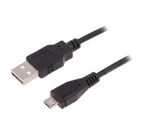 Cable; USB 2.0; USB A plug,USB B micro plug; 1m; black | QOLTEC-50521 | 50521