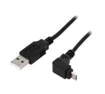 Cable; USB 2.0; USB A plug,USB B micro plug angle; 1.8m; black | USB-MIC90/1.8BK | 95343