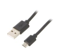 Cable; USB 2.0; USB A plug,USB B micro plug; nickel plated; 1m | USB-FST-010-BK | 72227