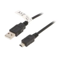 Cable; USB 2.0; USB A plug,USB B mini plug; 1m; black | USBA-BMIN/010BK | 46712