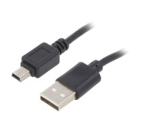 Cable; USB 2.0; USB A plug,USB B mini plug; nickel plated; 1m | AK-USB-22 | AK-USB-22