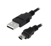Cable; USB 2.0; USB A plug,USB B mini plug; nickel plated; 3m | CU0015 | CU0015