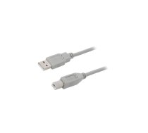 Cable; USB 2.0; USB A plug,USB B plug; 1m; grey | QOLTEC-50395 | 50395