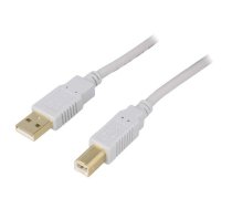 Cable; USB 2.0; USB A plug,USB B plug; gold-plated; 1m; grey; CCA | CAB-USB2AB/1.0G-GY | CAB-USB2AB/1.0G-GY