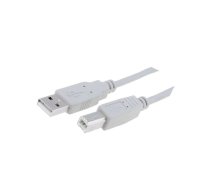 Cable; USB 2.0; USB A plug,USB B plug; nickel plated; 1.8m; grey | CU201-018-PB | CU201-018-PB