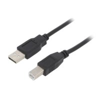 Cable; USB 2.0; USB A plug,USB B plug; nickel plated; 3m; black | AK-USB-12 | AK-USB-12