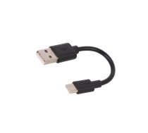 Cable; USB 2.0; USB A plug,USB C plug; 0.1m; black; Cu; PVC | USB-USBC-0.1-BK | 38675