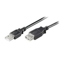 Cable; USB 2.0; USB A socket,USB A plug; 0.6m; black; Cu; PVC | USB-EXT/0.6BK | 68625