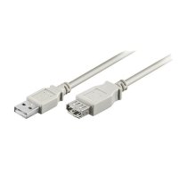 Cable; USB 2.0; USB A socket,USB A plug; 0.6m; grey; Cu; PVC | USB-EXT/0.6 | 68624
