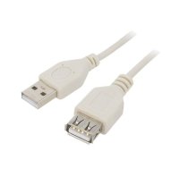 Cable; USB 2.0; USB A socket,USB A plug; 0.75m; beige; PVC | CC-USB2-AMAF-75/3  | CC-USB2-AMAF-75CM/300