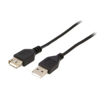 Cable; USB 2.0; USB A socket,USB A plug; 0.75m; black; PVC | CC-USB2-AMAF-75/3B  | CC-USB2-AMAF-75CM/300-BK