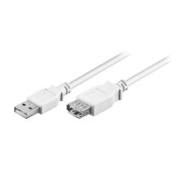 Cable; USB 2.0; USB A socket,USB A plug; 1.8m; white; Cu; PVC | USB-EXT/1.8WH | 96198