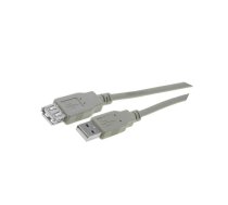 Cable; USB 2.0; USB A socket,USB A plug; nickel plated; 3m; grey | CU202-030-PB | CU202-030-PB