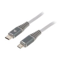 Cable; USB 2.0; USB B micro plug,USB C plug; 1.5m; white-grey | CC-USB2B-CMMBM-1.5  | CC-USB2B-CMMBM-1.5M