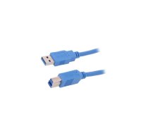 Cable; USB 3.0; USB A plug,USB B plug; 1m; blue | QOLTEC-52308 | 52308