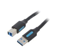 Cable; USB 3.0; USB A plug,USB B plug; nickel plated; 1m; black | COOBF | COOBF