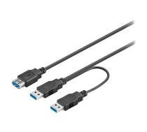 Cable; USB 3.0; USB A socket,USB A plug x2; 0.3m; black; 5Gbps | USB3.0Y/0.3  | 95749