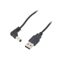Cable; USB A plug,DC 5,5/2,1 plug; angled; black; 1m; Cu; USB 2.0 | USB-DC5.5/2.1-1.0 | 55158